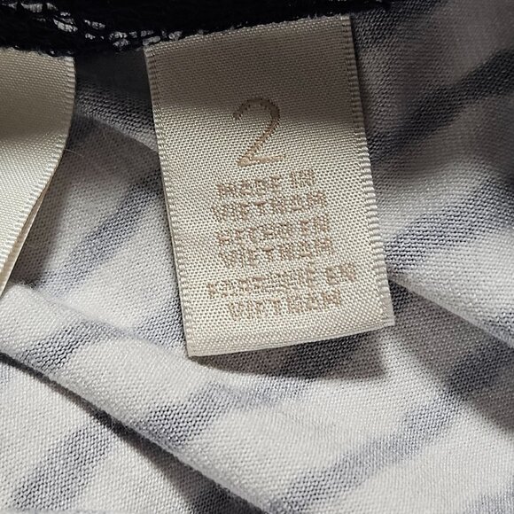 Chicos Asymmetrical Midi Skirt Womens Size Large Black White Striped Stretchy - Picture 5 of 6